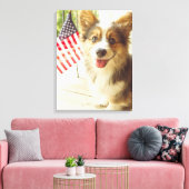 Kutest Baby Animals | Amerikaanse vlag Corgi Canvas Afdruk (Insitu (Woonkamer))