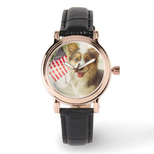 Kutest Baby Animals Amerikaanse vlag Corgi Horloge