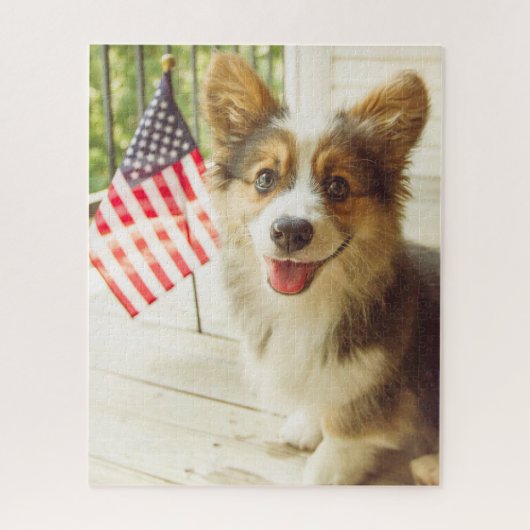 Kutest Baby Animals | Amerikaanse vlag Corgi Legpuzzel (Verticaal)