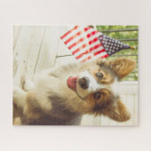 Kutest Baby Animals | Amerikaanse vlag Corgi Legpuzzel (Horizontaal)