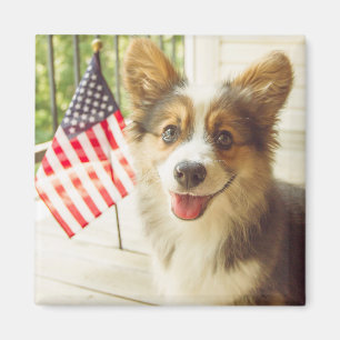 Kutest Baby Animals Amerikaanse vlag Corgi Magneet