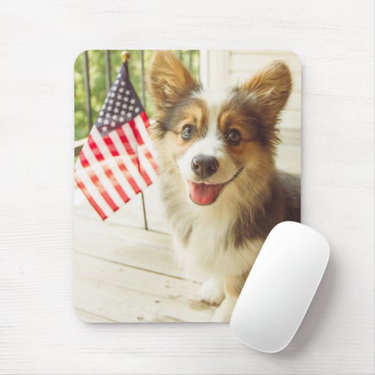 Kutest Baby Animals | Amerikaanse vlag Corgi Muismat (Met muis)