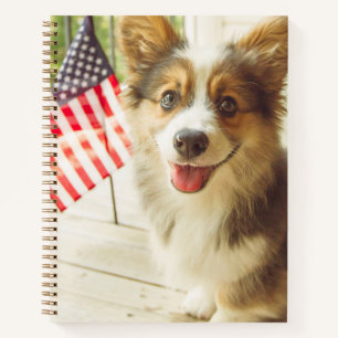 Kutest Baby Animals Amerikaanse vlag Corgi Notitieboek