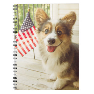 Kutest Baby Animals   Amerikaanse vlag Corgi Notitieboek