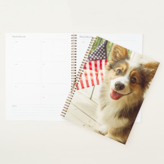 Kutest Baby Animals | Amerikaanse vlag Corgi Planner (Display)