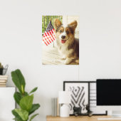 Kutest Baby Animals | Amerikaanse vlag Corgi Poster (Thuiskantoor)