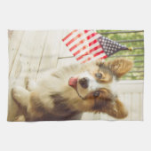 Kutest Baby Animals | Amerikaanse vlag Corgi Theedoek (Horizontaal)