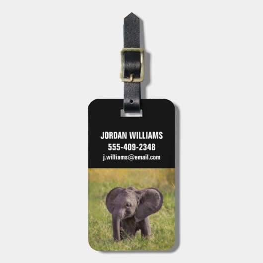 Kutest Baby Animals | Baby Elephant Kenia Africa Bagagelabel (Voorkant verticaal)
