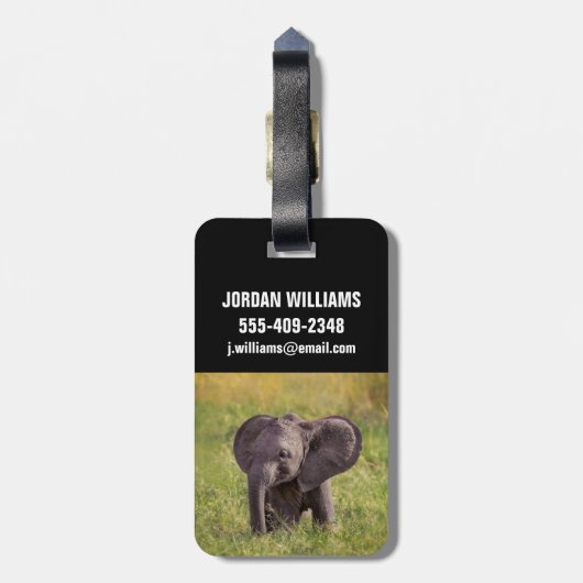 Kutest Baby Animals | Baby Elephant Kenia Africa Bagagelabel (Achterkant verticaal)