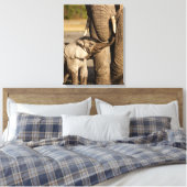 Kutest Baby Animals | Baby Elephant & Mama Canvas Afdruk (Insitu (Slaapkamer))