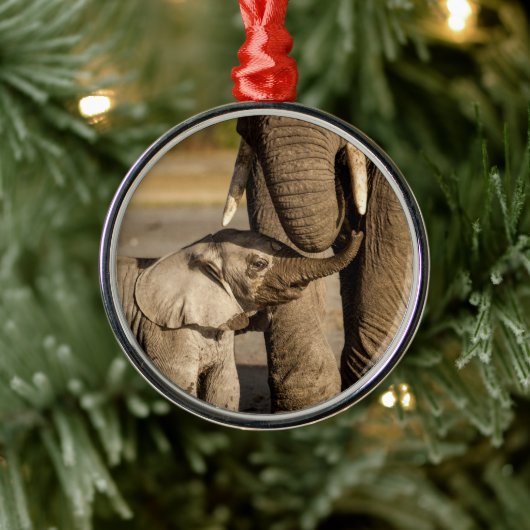 Kutest Baby Animals | Baby Elephant & Mama Metalen Ornament (Boom)