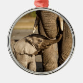 Kutest Baby Animals | Baby Elephant & Mama Metalen Ornament (Voorkant)