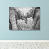 Kutest Baby Animals | Baby Elephants-groet Canvas Afdruk (Insitu (Houten vloer))