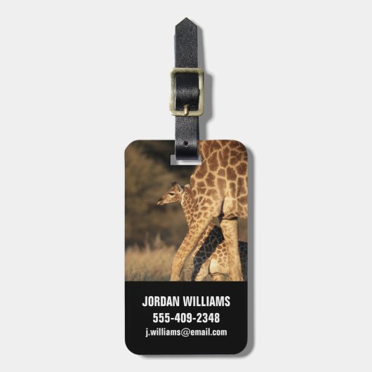 Kutest Baby Animals | Baby Giraffe en ouder Bagagelabel (Voorkant verticaal)
