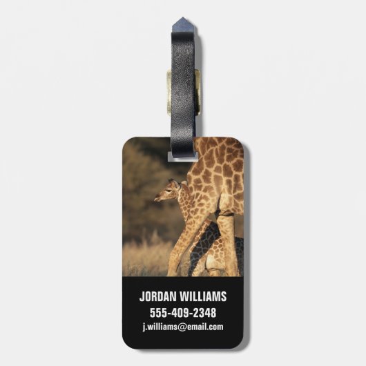 Kutest Baby Animals | Baby Giraffe en ouder Bagagelabel (Achterkant verticaal)