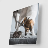 Kutest Baby Animals | Baby Kitten en Dog Vierkante Klok (Hoek)