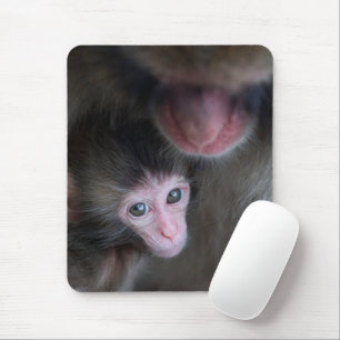 Kutest Baby Animals Baby Macaque Monkey en moede Muismat