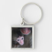 Kutest Baby Animals | Baby Macaque Monkey en moede Sleutelhanger (Voorkant)