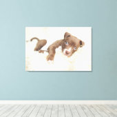 Kutest Baby Animals | Baby Pit Bull Puppy Canvas Afdruk (Insitu (Houten vloer))