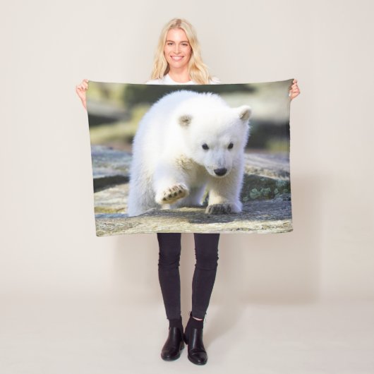 Kutest Baby Animals | Baby Polar Beer Cub Fleece Deken (In situ)