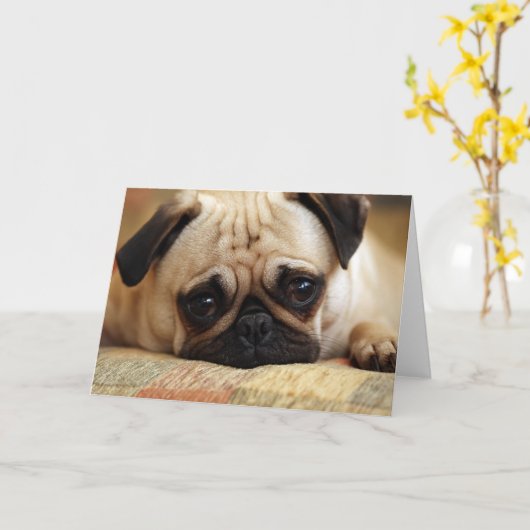 Kutest Baby Animals | Baby Pug Puppy Kaart (Gele Bloem)