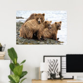 Kutest Baby Animals | Beer en kubussen Poster (Thuiskantoor)