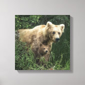 Kutest Baby Animals | Beer Mama Beer en haar kubus Canvas Afdruk (Voorkant)