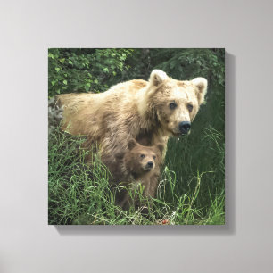 Kutest Baby Animals Beer Mama Beer en haar kubus Canvas Afdruk