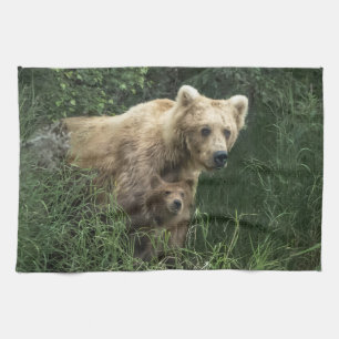 Kutest Baby Animals Beer Mama Beer en haar kubus Theedoek