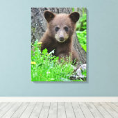 Kutest Baby Animals | Bruine Beer Cub Canvas Afdruk (Insitu (Houten vloer))