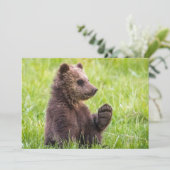 Kutest Baby Animals | Bruine Beer Cub Wave Bedankkaart (Staand voorkant)