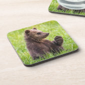 Kutest Baby Animals | Bruine Beer Cub Wave Bier Onderzetter (Linkerzijde)