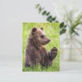Kutest Baby Animals | Bruine Beer Cub Wave Briefkaart (Staand voorkant)