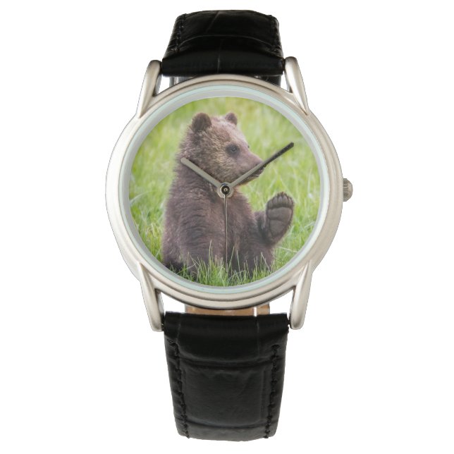Kutest Baby Animals | Bruine Beer Cub Wave Horloge (Voorkant)