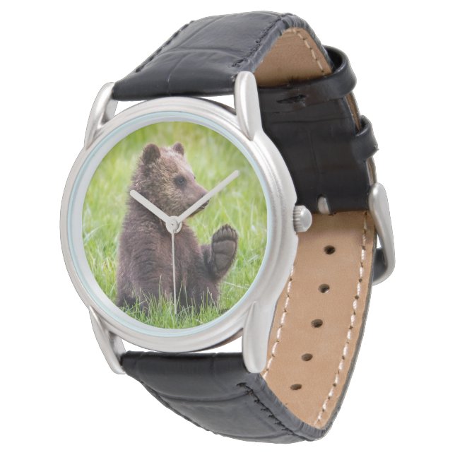 Kutest Baby Animals | Bruine Beer Cub Wave Horloge (Gekanteld)