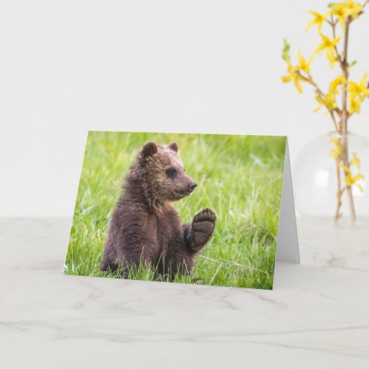 Kutest Baby Animals | Bruine Beer Cub Wave Kaart (Gele Bloem)