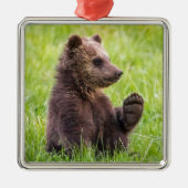 Kutest Baby Animals | Bruine Beer Cub Wave Metalen Ornament (Voorkant)