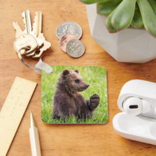 Kutest Baby Animals Bruine Beer Cub Wave Sleutelhanger
