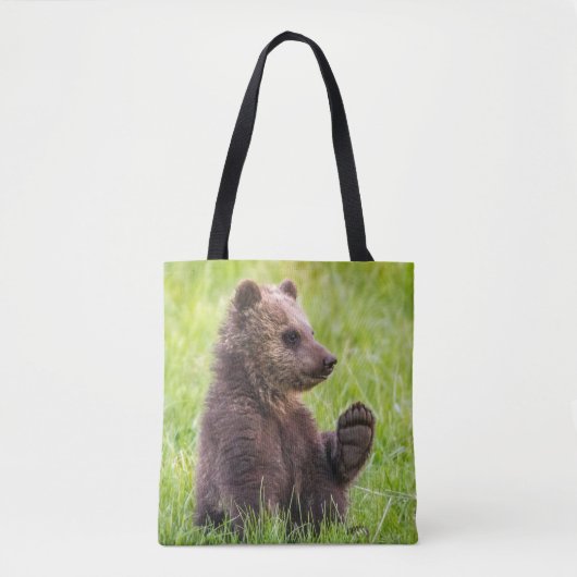 Kutest Baby Animals | Bruine Beer Cub Wave Tote Bag (Voorkant)