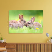 Kutest Baby Animals | Bunny Kiss Canvas Afdruk (Insitu (Woonkamer))