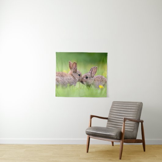 Kutest Baby Animals | Bunny Kiss Wandkleed (In Situ (horizontaal))