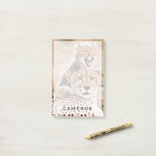 Kutest Baby Animals | Cheetah Cat & Cub Post-it® Notes (Op bureau)