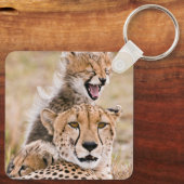Kutest Baby Animals | Cheetah Cat & Cub Sleutelhanger (Achterkant)
