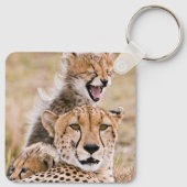 Kutest Baby Animals | Cheetah Cat & Cub Sleutelhanger (Achterkant)