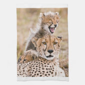 Kutest Baby Animals | Cheetah Cat & Cub Theedoek (Verticaal)