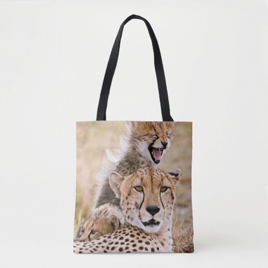 Kutest Baby Animals | Cheetah Cat & Cub Tote Bag (Voorkant)
