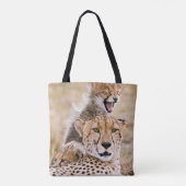 Kutest Baby Animals | Cheetah Cat & Cub Tote Bag (Achterkant)