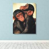 Kutest Baby Animals | Chimpansee Hug Canvas Afdruk (Insitu (Houten vloer))