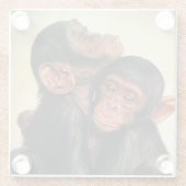 Kutest Baby Animals | Chimpansee Hug Glazen Onderzetter (Achterkant)