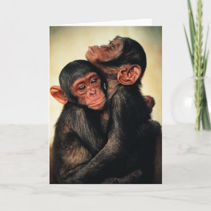 Kutest Baby Animals   Chimpansee Hug Kaart